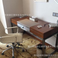 定制简约风格酒店写字桌书房书桌客房金属办公桌台脚木制办公桌子