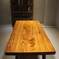 家有名木现货供应简约乌金木大板桌铁艺工业风茶桌餐桌现代茶桌办公桌